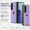 Stripe Heart Pattern Case For Samsung Galaxy Z Fold 8 Ultra 7 6 5 Fold8 Fold7 Fold6 Luxury Leather Skin Hard Folding Phone Cover