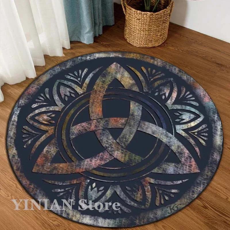 3D Viking Yggdrasil Tree of Life Area Rug Round Carpet Rugs for Living Room Bedroom Sofa Decoration Kids Play Non-slip Floor Mat