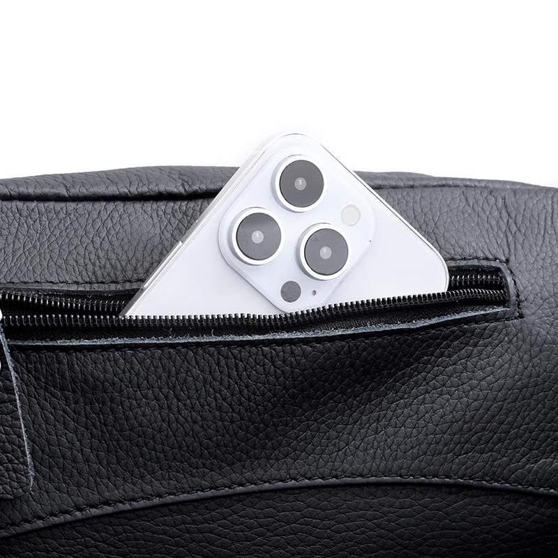 Leather Waist Bag for Men Casual Crossbody Fanny Pack with Adjustable Belt