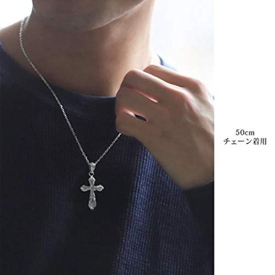 BYTHESEA Hawaiian Jewelry July Synthetic Free Silver Length 45cm Necklace, Birthstone, Ruby, Engraving, 925, Cross, Crucifix, Men's, Women's, Chain,