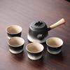 Coarse pottery/retro Shanhai side pot tea set gradual change Kung Fu tea set business enterprise black and white gradual change tea set/