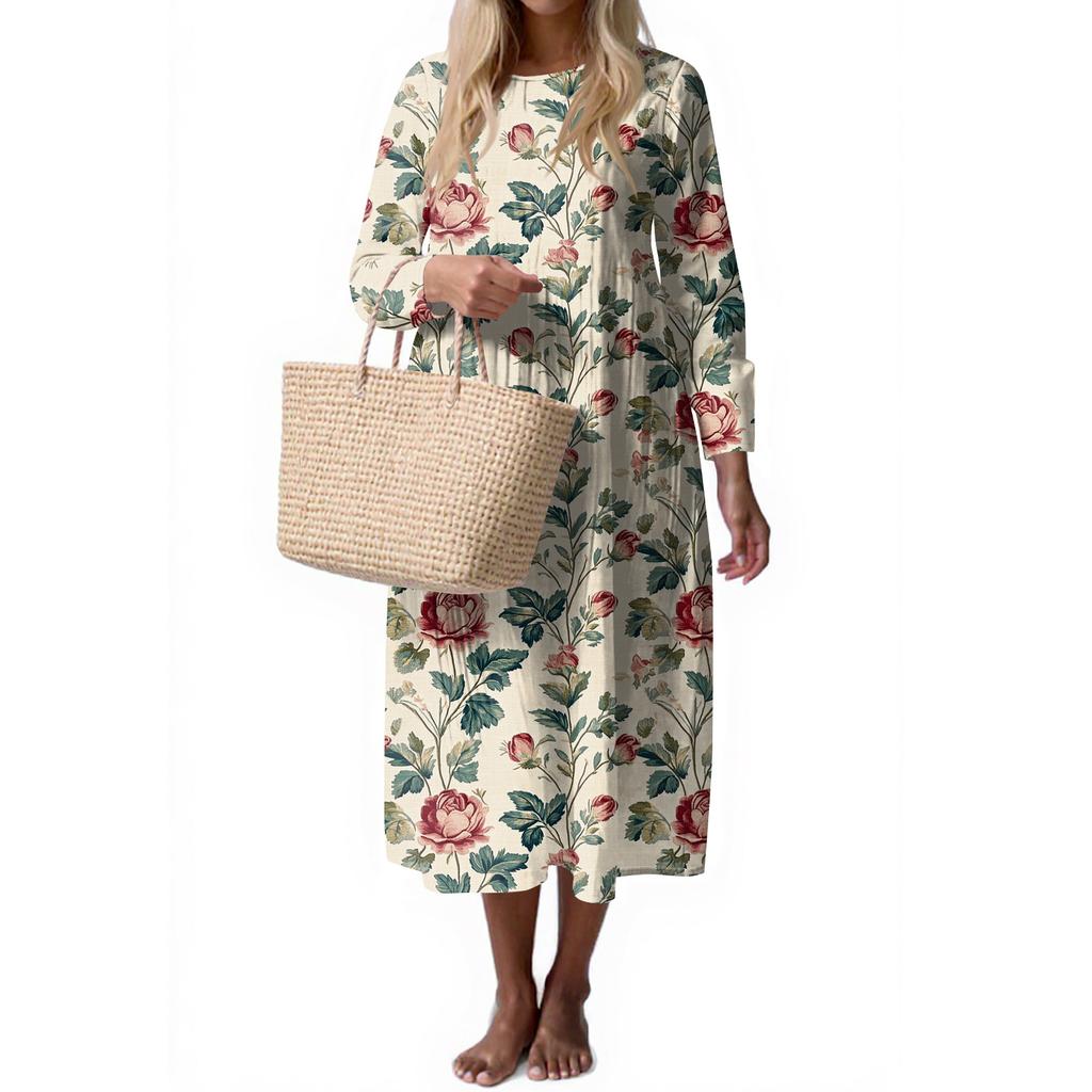 Women's Fashion Casual Sleeveless Round Neck Color Elegant Temperament Dress