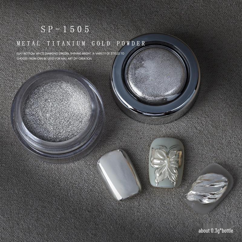 Titanium Magic Mirror Nail Powder In Rose Gold & Silver - High-Gloss Electroplated Glitter