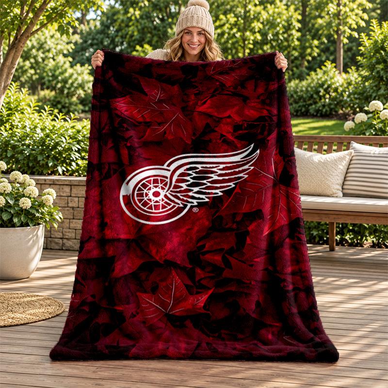 Detroit Red Wings Blanket Flannel Blanket Soft Cozy Plush Throw for Sofa Bed Lightweight Home Decoration Gifts for Christmas Various Holidays