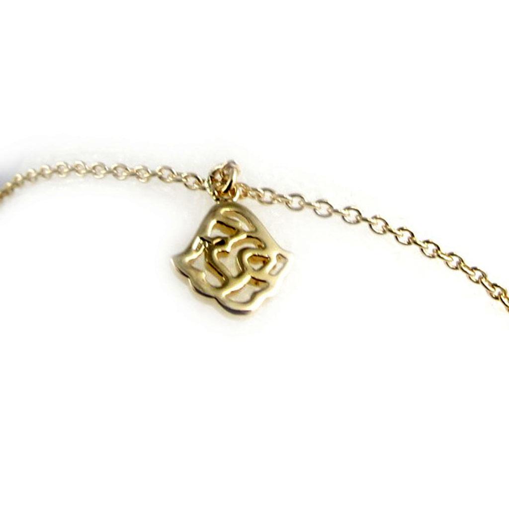 Les Trésors De Lily [K9110] - Gold Plated 'Hand of Fatima' Ankle Chain - 8x8 Mm