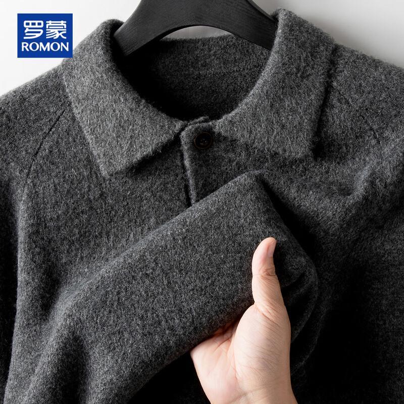 ROMON Men's Autumn and Winter Warm Lapel Knit Sweater