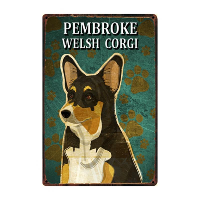

[ Kelly66 ] Dogs Pembroke Welsh Corgi Metal Sign Tin Poster Home Decor Bar Wall Art Painting 20*30 CM Size y-2216