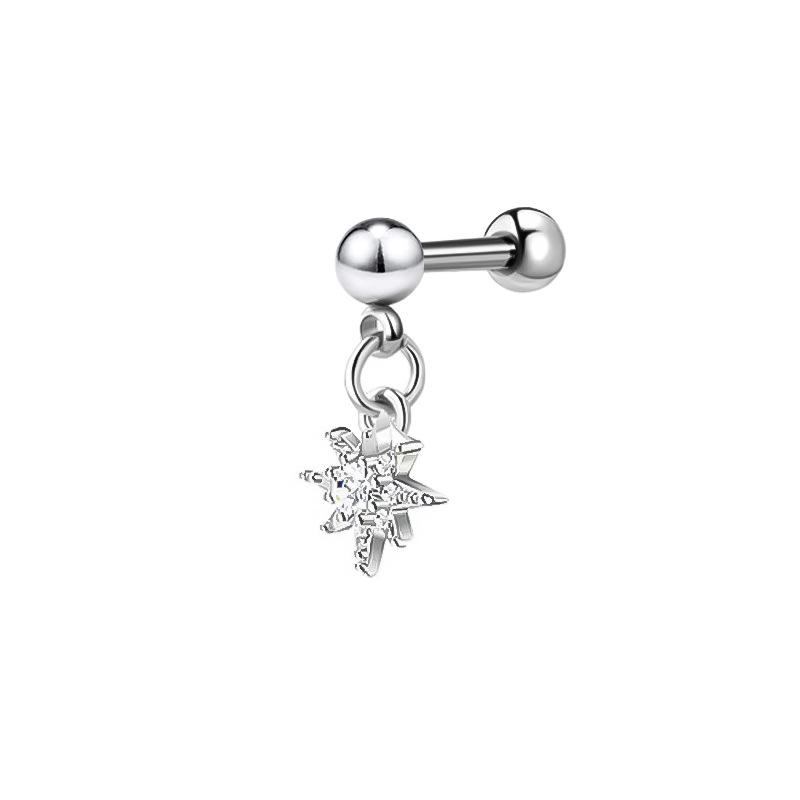 Edelstahl Zirkonia Hantel Knorpelohrringe mit Teufelsteckern, Auf Lager