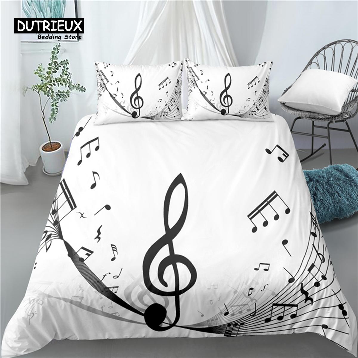 

Home Living Luxury 3D Music Note Print 2/3Pcs Comfortable Duvet Cover PillowCase Bedding Sets Queen and King AU/EU/US Size EU single(135x200cm)