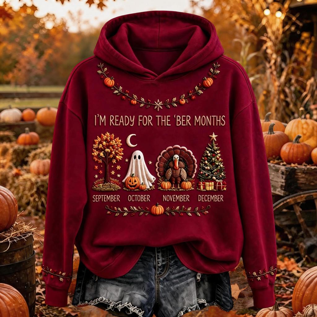 Women's Fall Themed Pullover Hoodie Casual Long Sleeve Sweatshirt for Everyday Wear
