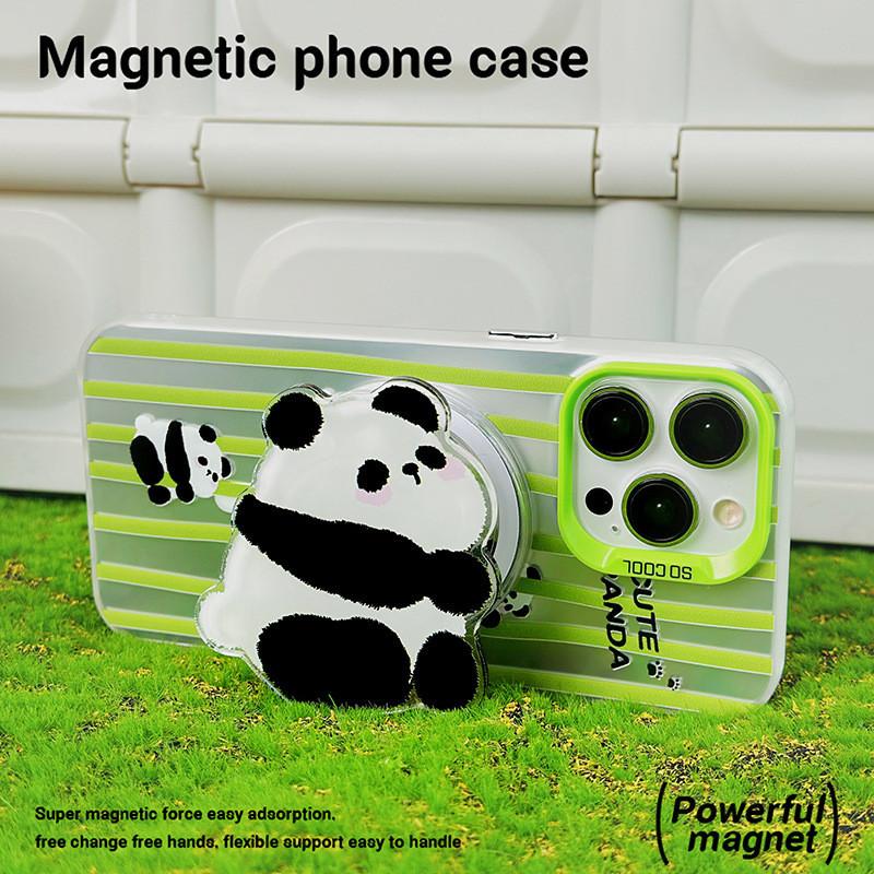 Magnetyczny uchwyt Frosted Phone Case kompatybilny i odpowiedni dla iPhone15 14 13 12 11promax xsmax xr 7 8plus Cute Panda