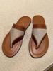 Sheepskin version~ Lazy casual flat-bottomed flip-flops slippers women's new versatile retro vacation beach cool slippers