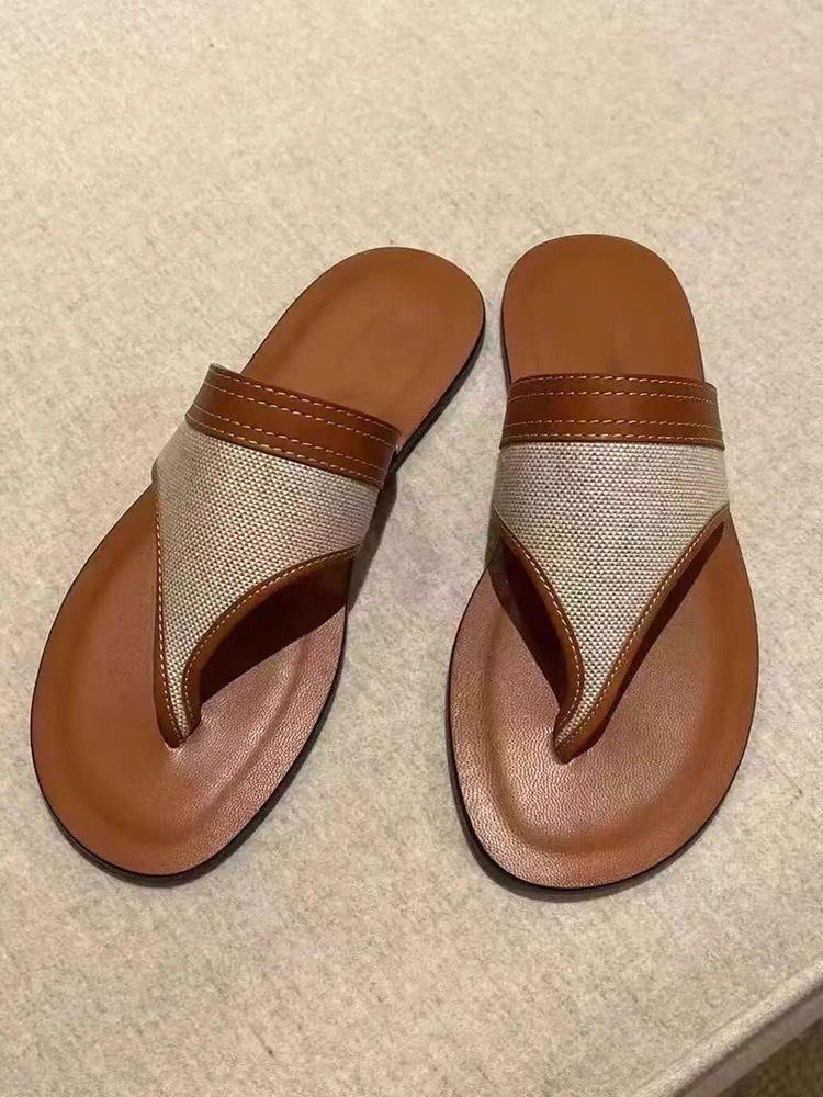 Sheepskin version~ Lazy casual flat-bottomed flip-flops slippers women's new versatile retro vacation beach cool slippers