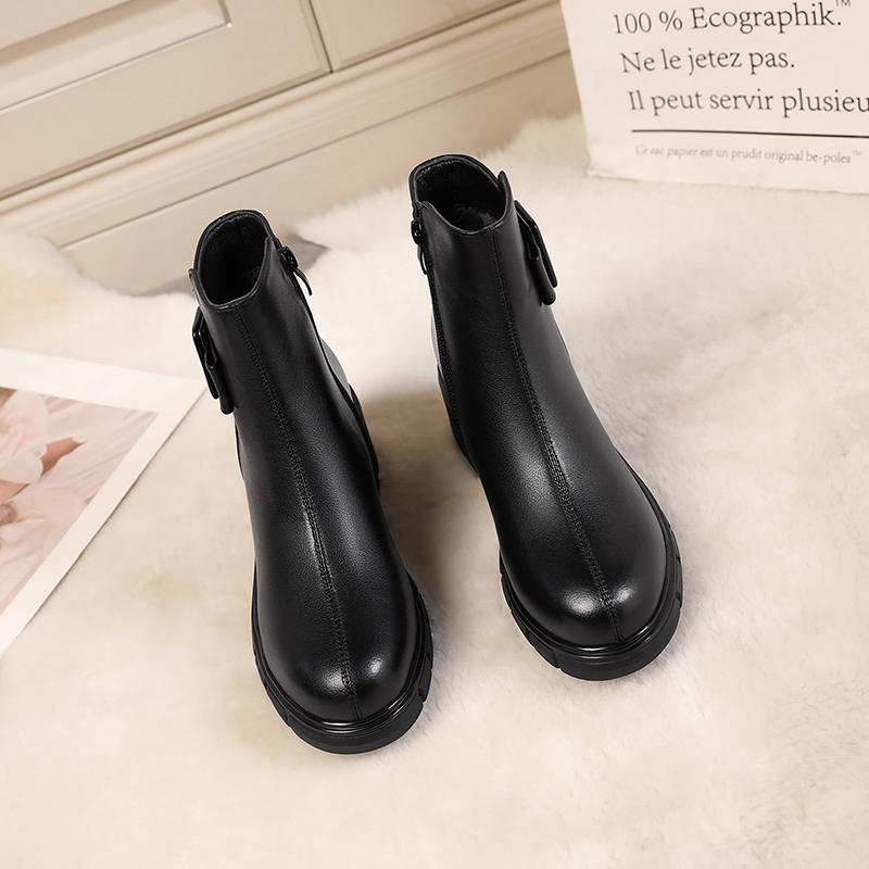 Fashion AIYUQI Women Boots Winter Shoes Genuine Leather British Style Women Ankle Boots High Heel Fashion Warm Wool Ladies Short Boots