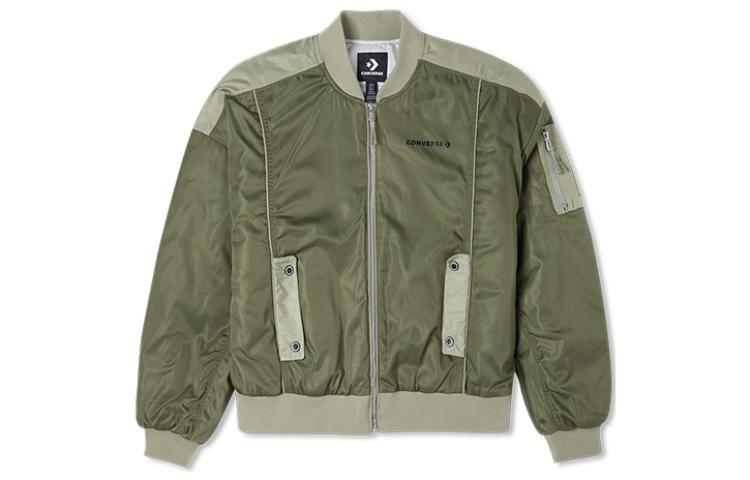 Converse Jackets Women s Green Baseball Collar Moderate Pilot 10023721-A02 S