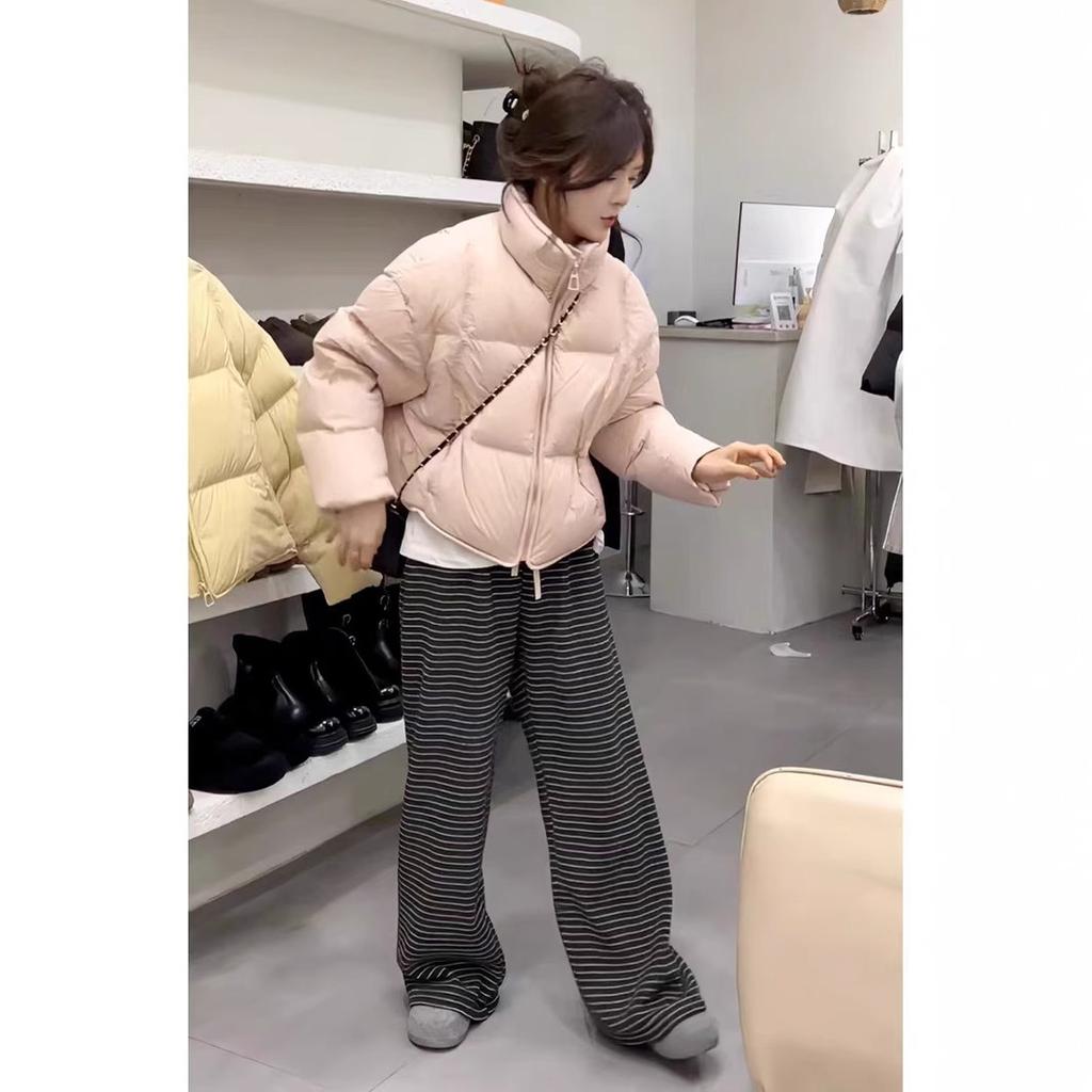 European Station autumn and winter new stand-up collar puff down jacket women's short thickened small bread jacket loose
