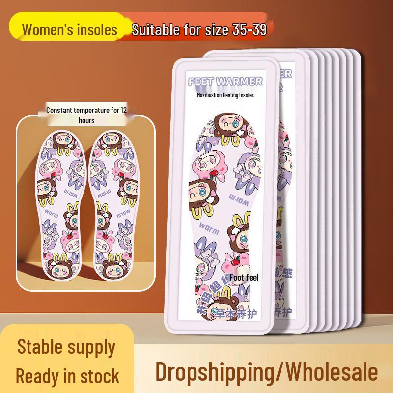 Одноразовые самонагревающиеся мультяшные стельки для зимы – Унисекс теплые накладки для ног 40-44