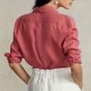 Polo Ralph Lauren SS22 Solid Color Logo Embroidered Single-Breasted Long Sleeve Shirt Women Shirts WMPOSHTNDO20226-600