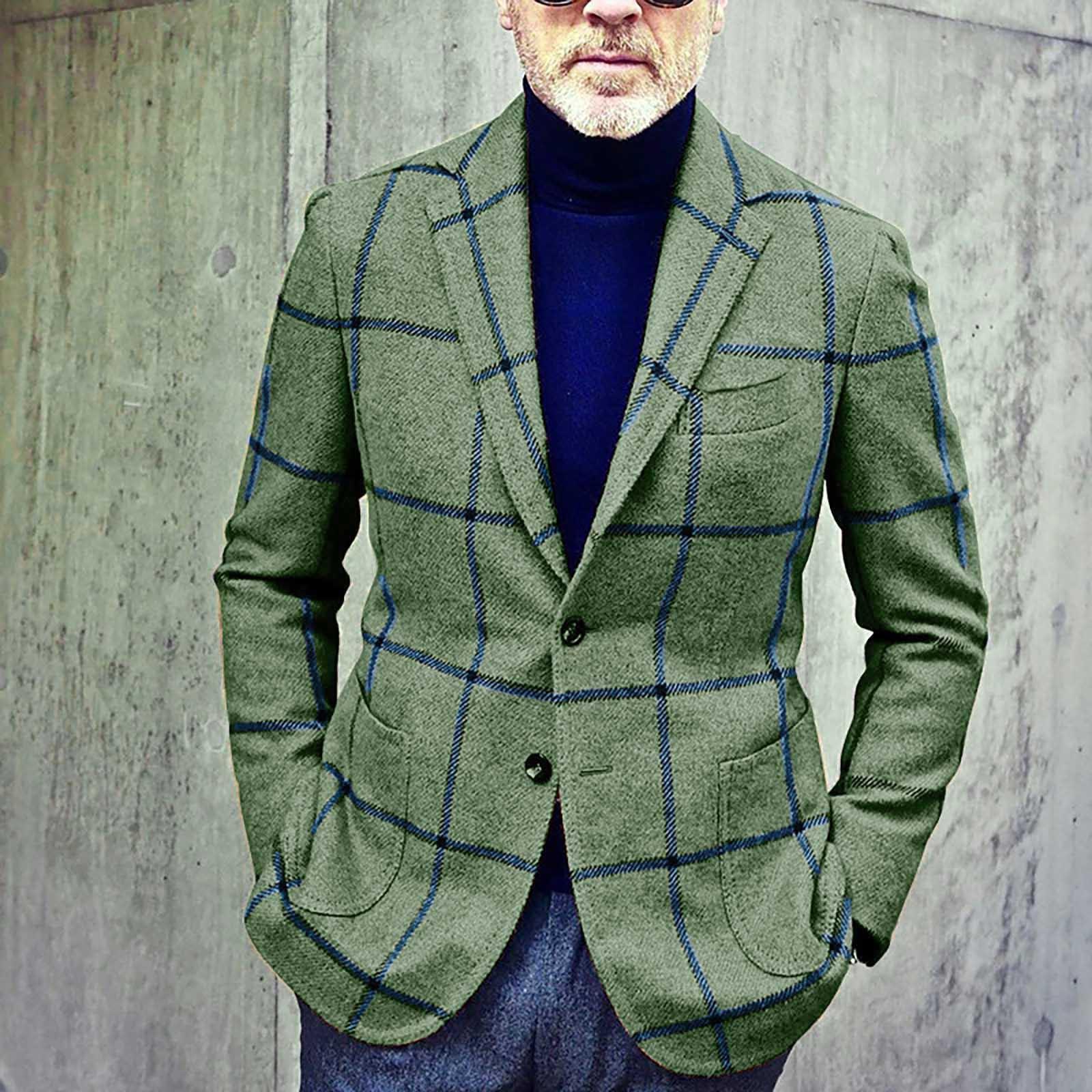 

Мужская весенняя тонкая повседневная модная свободная однобортная куртка с лацканами L зелёный