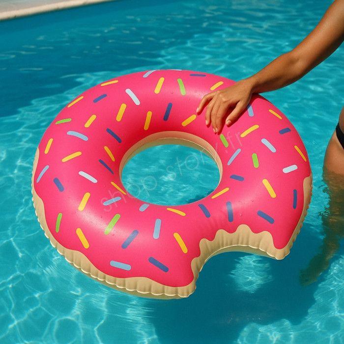 Giant Inflatable Donut Shape Buoy 105 Cm Multicolor for Children and Adults Pool or Beach