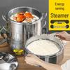 Extra Thick Stainless Steel Home Steamer Pot - Energy-Saving, Non-Flavor Transferring Multi-Layer Basket