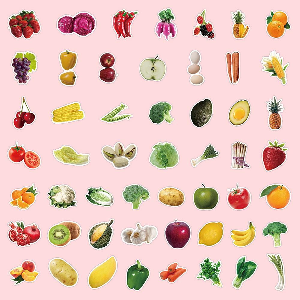 52PCS Cute Cartoon Fruit & Vegetable Reward Stickers for Kids, Decorative Laptop Stickers