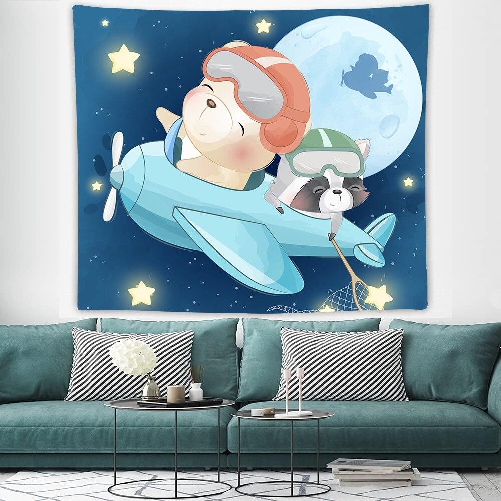 Cartoon Animal Tapestry For Children Boy Girl Bedroom Decoration Birthday Gift Cute Swan Bear Wall Hanging Kawaii Wall Tapestry