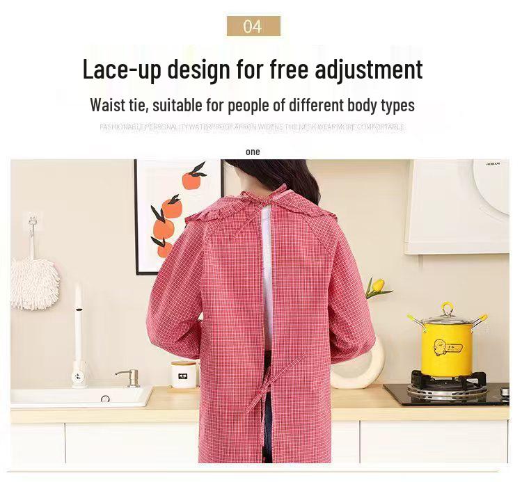 Korean Style Stain-Resistant Long Sleeve Kitchen Apron