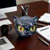 Black Cat Figurine Resin Cat Head Imitation Marble Texture Cat Stone Resin Cat Sculpture Halloween Ornament Cat Sculpture Craft