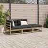 3 Piece Garden Sofa Set with Cushions Pressure Treated Pine Wood