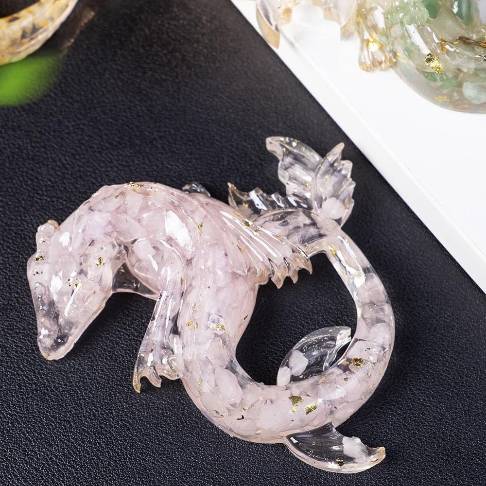 Dragon Resin Crystal Figurine Home Decor With Natural Gemstone Chips For Gift Collectors