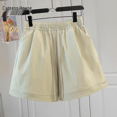 Women's High-Waist Elastic Drawstring Wide-Leg Shorts