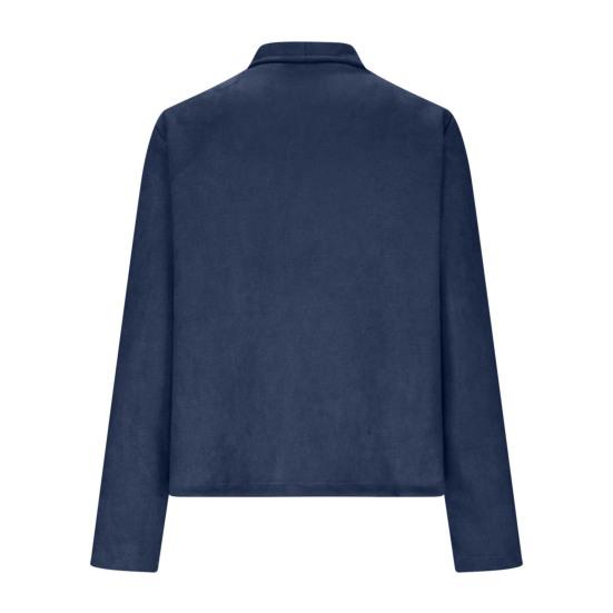 Women Jacket Solid Color Loose Zipper Pockets Faux Suede Loose Lapel Vintage Open Stitch Long Sleeve Smooth Windproof Lady Coat