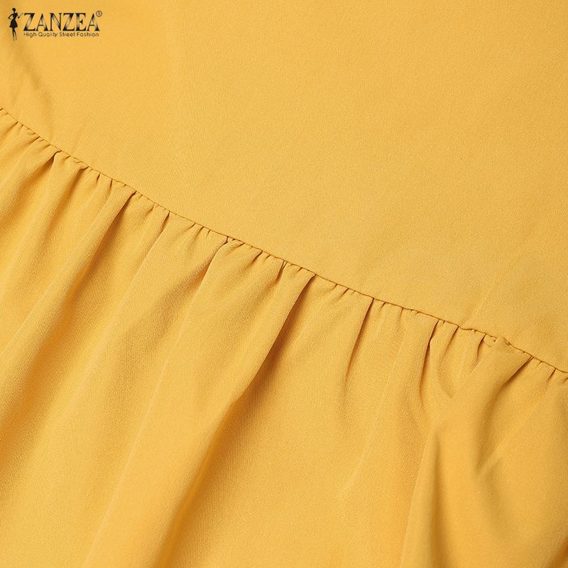ZANZEA Women Casual Round Neck Solid Color Summer Sleeveless Dress