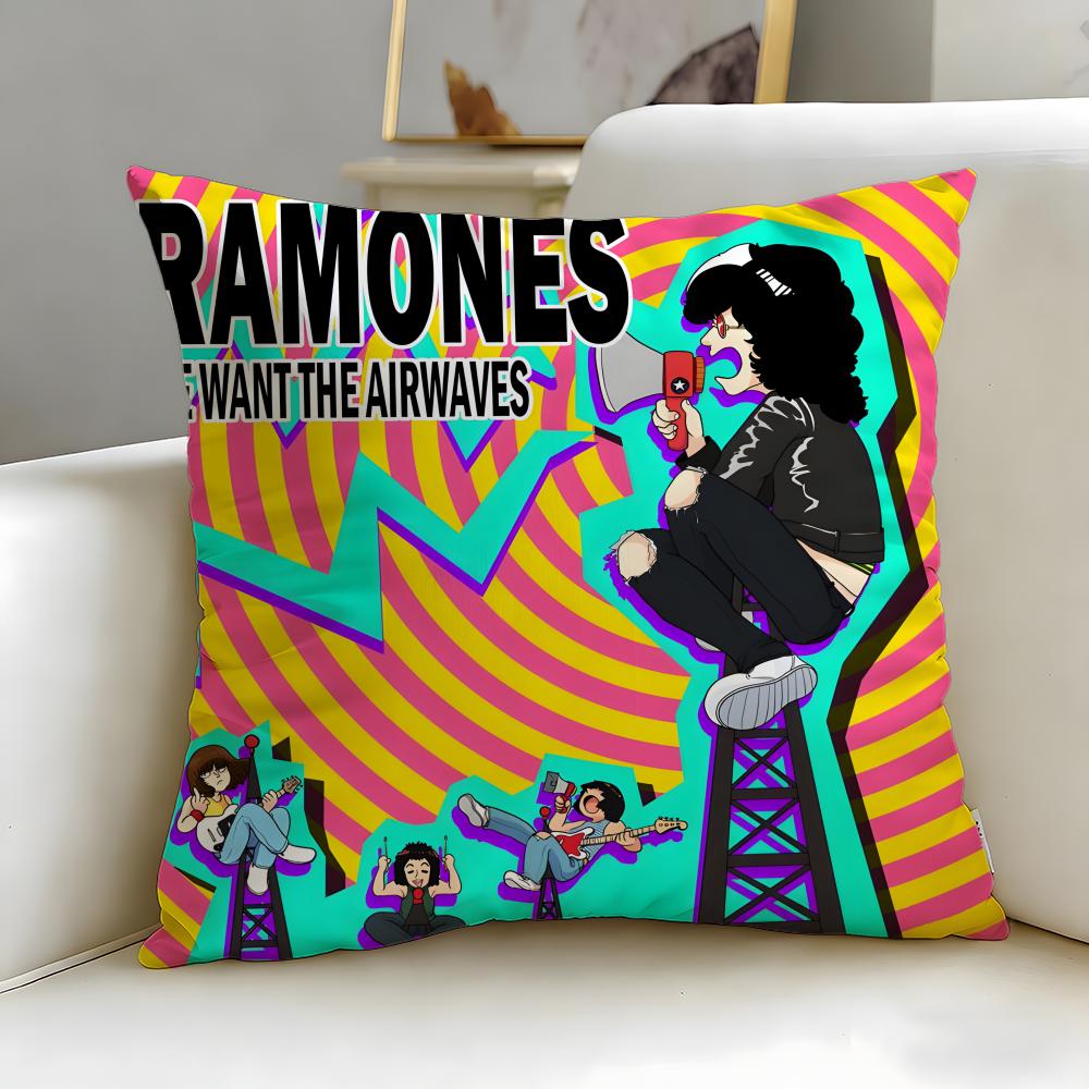 classic band Ramones Cushion Cover Soft & Easy-Wash Pillow Case – Versatile for Couch, Bed, Travel and Office