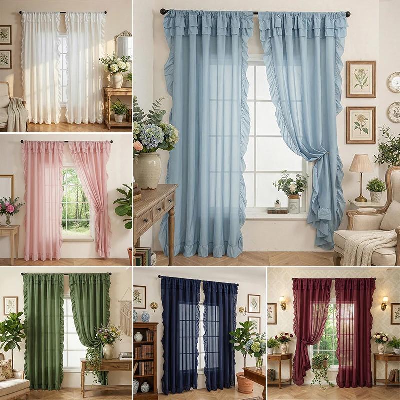 1 Panel Raff-Fenstervorhang, Romantische Raff-Vorhänge für Schlafzimmer, Wohnzimmer oder Esszimmer Bauernhaus Hütte Heimdekoration