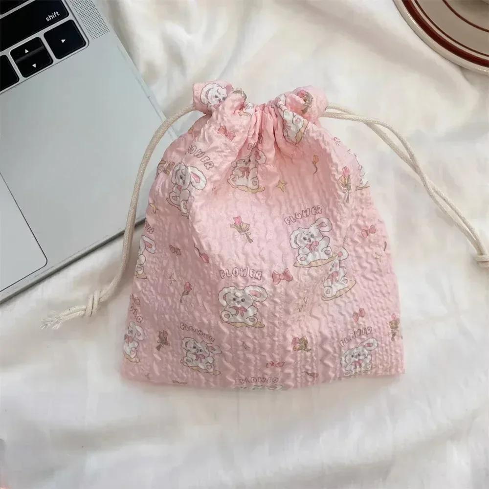 1PCS Women Girls Jewelry Lipstick Cosmetic Tote Rope Pouch String Bags Small Coin Purse Key Earphone Drawstring Storage Bag