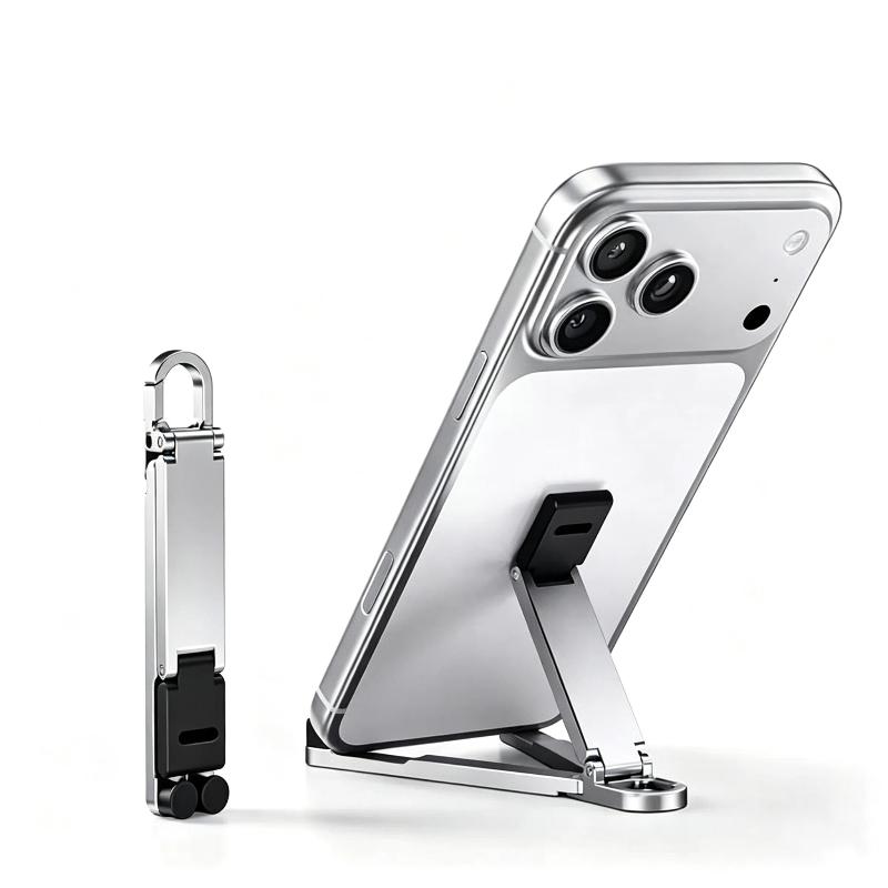 Ultra Slim Metal Folding Phone Stand Adjustable Viewing Angle For Movies Work Travel Desktop Use