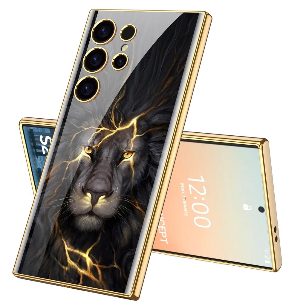 Pouzdro z malovaného tvrzeného skla pro Samsung Galaxy S24 S23 Ultra Luxusní pokovení Měkký okraj Ochranný kryt pro pouzdro Galaxy S24 Ultra