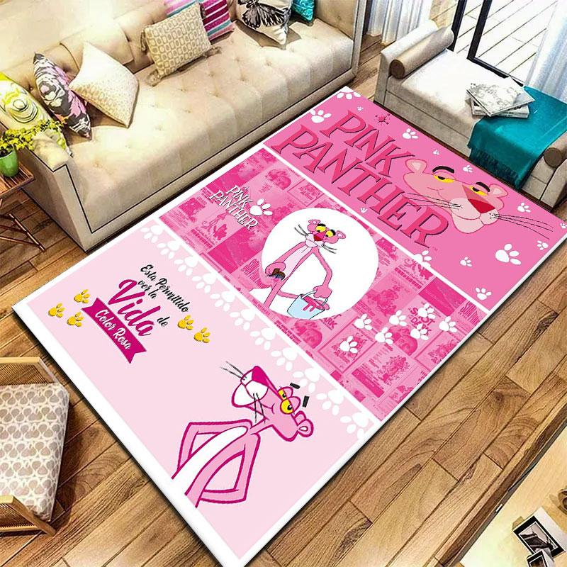 Tappeto Rosa Pantera per Soggiorno Camera da Letto Casa Decorazione Divano, Tappetino Antiscivolo per Giochi Bambini
