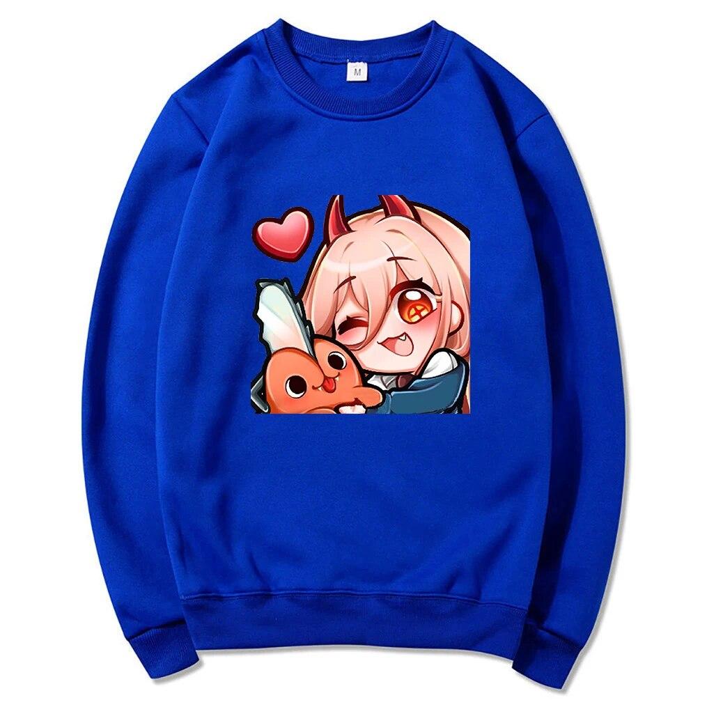 Anime Chainsaw Unisex Niedliche Pochita Power Hoodies Winter Warm Unisex/Damen Frühling/Herbst Unisex Sweatshirt Ästhetische Harajuku Sudaderas Unisex