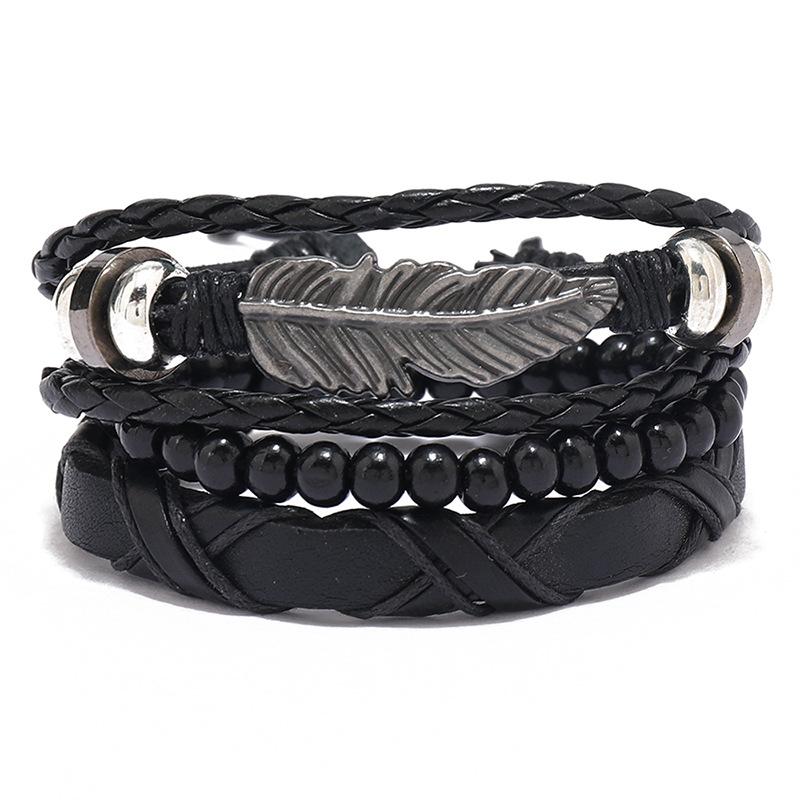 ZORCVENS Classic Hand-Woven Leather Bracelet Multilayer Men Bracelets Punk Beads Bangle for Friend Charm Jewelry Gifts