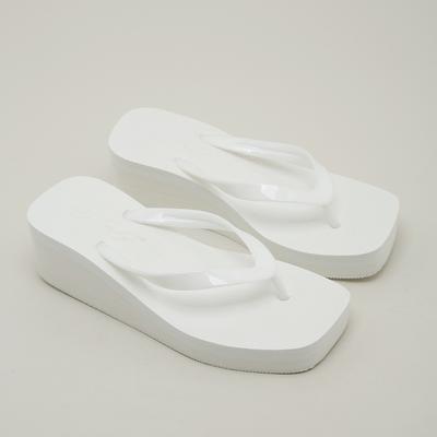 Thick Soled Flip Flops for Women 2026 Summer with Square Toe and Sloping Heels Slip Resistant Women's Shoes for External Wear