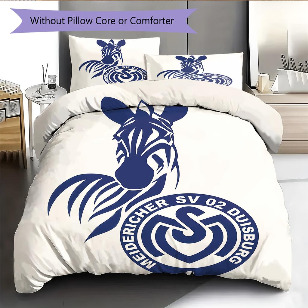 MSV Duisburg Pattern Bedding Home Decoration Birthday Gift (1 * Duvet Cover + 2 * Pillowcase, Without Core)