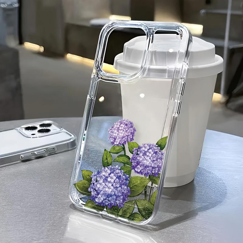 Purple Embroidered Ball Pattern Transparent Phone Case Suitable for iPhone 17 16 15 14 13 12 11 Pro/Max/Plus Anti Drop