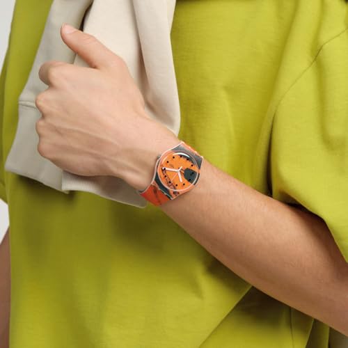 Swatch BARNS-GRAHAM'S ORANGE AND RED ON PINK SUOZ362 Watch, Pink