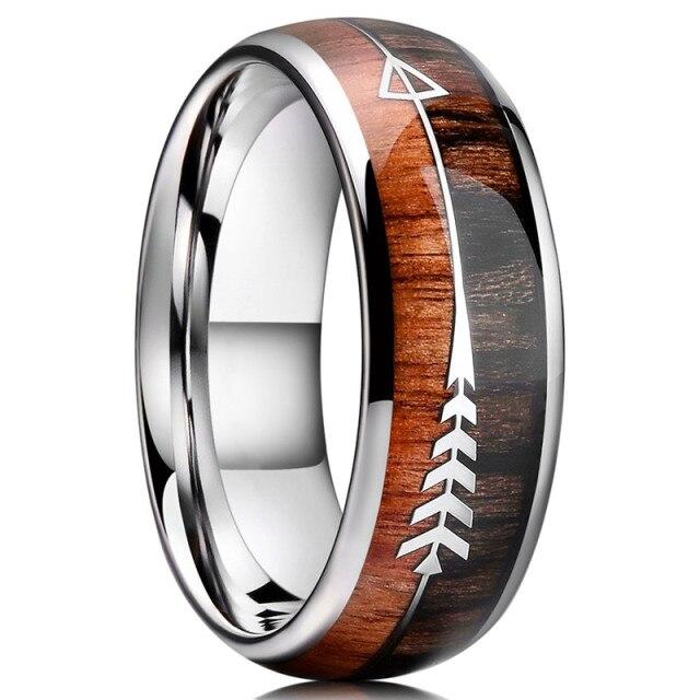 30 Styles Men Blue Grooved Black Stainless Steel Ring Koa Wood And Abalone Shell Inlay Arrow Red Meteorite Ring Men Wedding Band