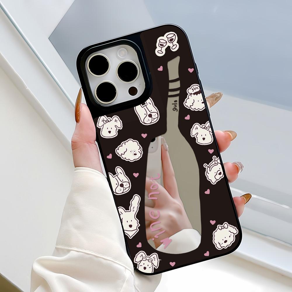 Mirror Phone Case for iPhone 15 11 13 14 for 15 16 Pro Max 12 13 16 Pro Cloud Flower and Animal Cute Style Phone Case