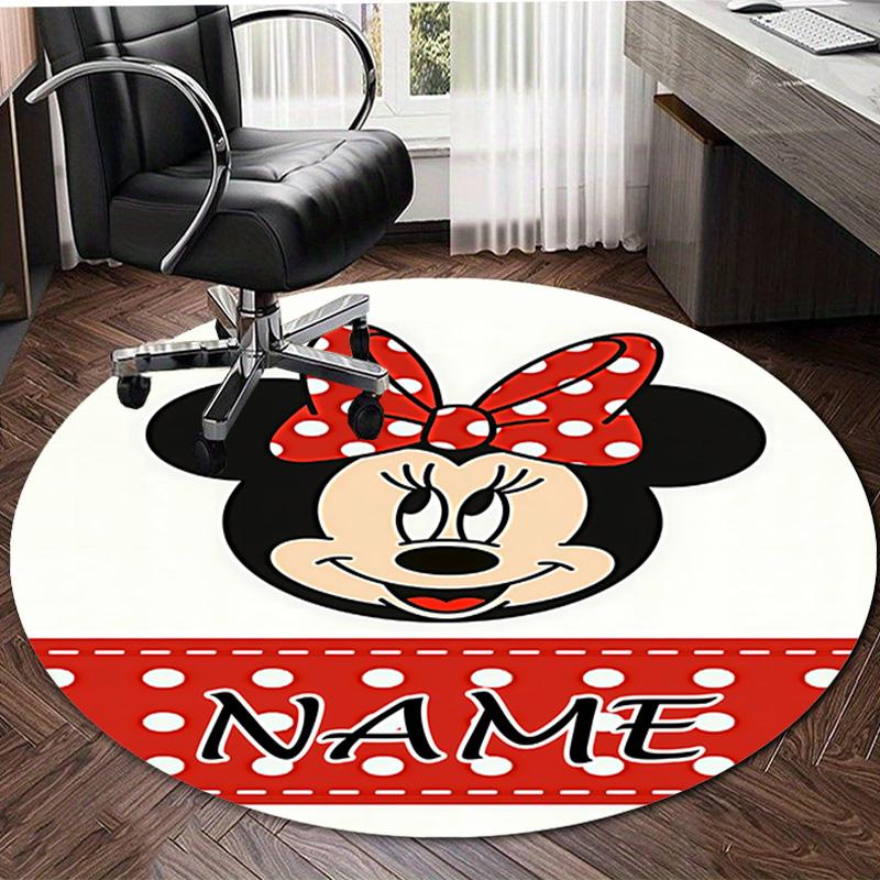 Personalized M-Minnie Round Chair Office Rug - Perfect for Mat, Office Chair & More - Ideal Gift for Birthdays and Holidays