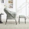 Lazy Chair with Ottoman, Lounge Accent with Armrests and Side Pocket, Upholstered Sofa Reading with Footrest for Small Room, Corner Chair-Light Green
